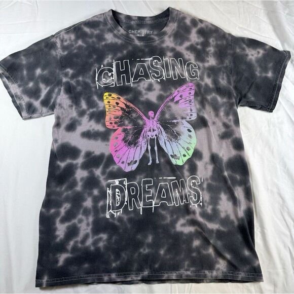 Chasing Dreams Chemistry T-Shirt Sz Medium Skeleton Butterfly Tie-Dye Rock Tee‎ - Picture 1 of 5